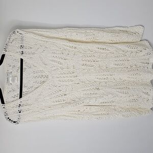 Coldwater Creek Elegant White Open Knit Crochet Boho Top Cottagecore Feminine
